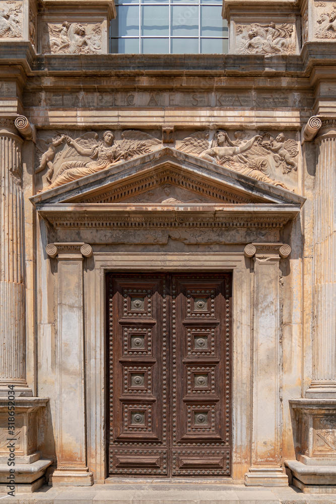 Fototapeta premium Alhambra facade an entrance, Museum of Fine Arts of Granada, spain
