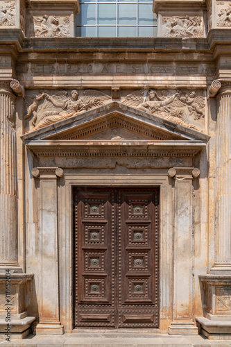 Alhambra facade an entrance, Museum of Fine Arts of Granada, spain