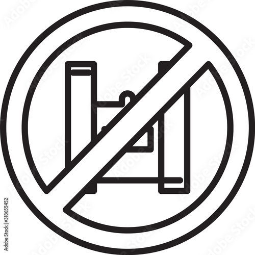 Black line Say no to plastic bags poster icon isolated on white background. Disposable cellophane and polythene package prohibition sign. Vector Illustration