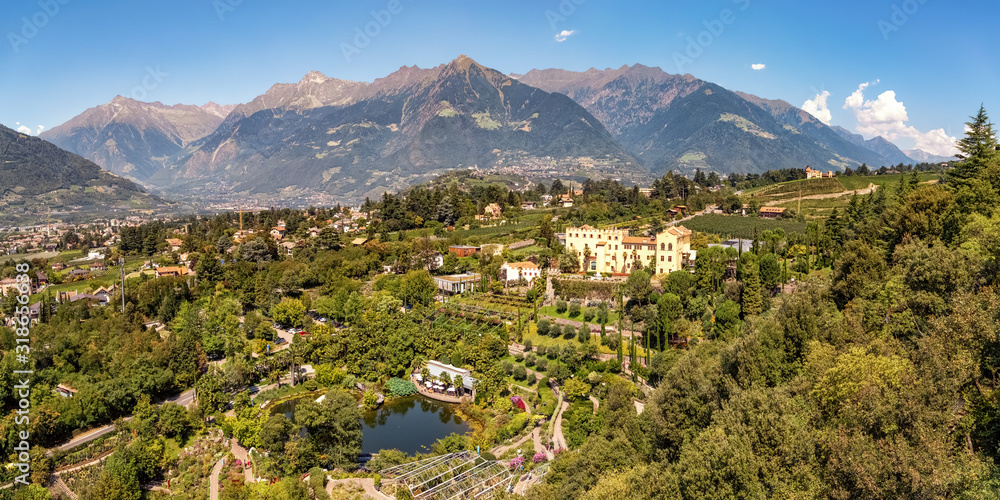 The castle and the gardens of Castello Trauttmansdorff in Merano in South Tyrol, Italy