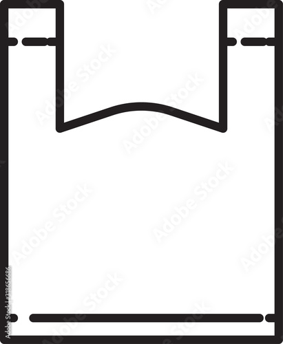 Black line Plastic bag icon isolated on white background. Disposable cellophane and polythene package prohibition sign. Vector Illustration