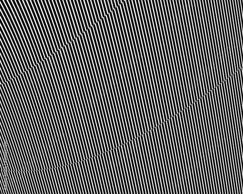 Abstract 3d background with optical illusion wave. Black and white horizontal lines with wavy distortion effect for prints, web pages, template, posters, monochrome backgrounds and pattern