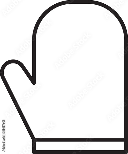 Black line Oven glove icon isolated on white background. Kitchen potholder sign. Cooking glove. Vector Illustration