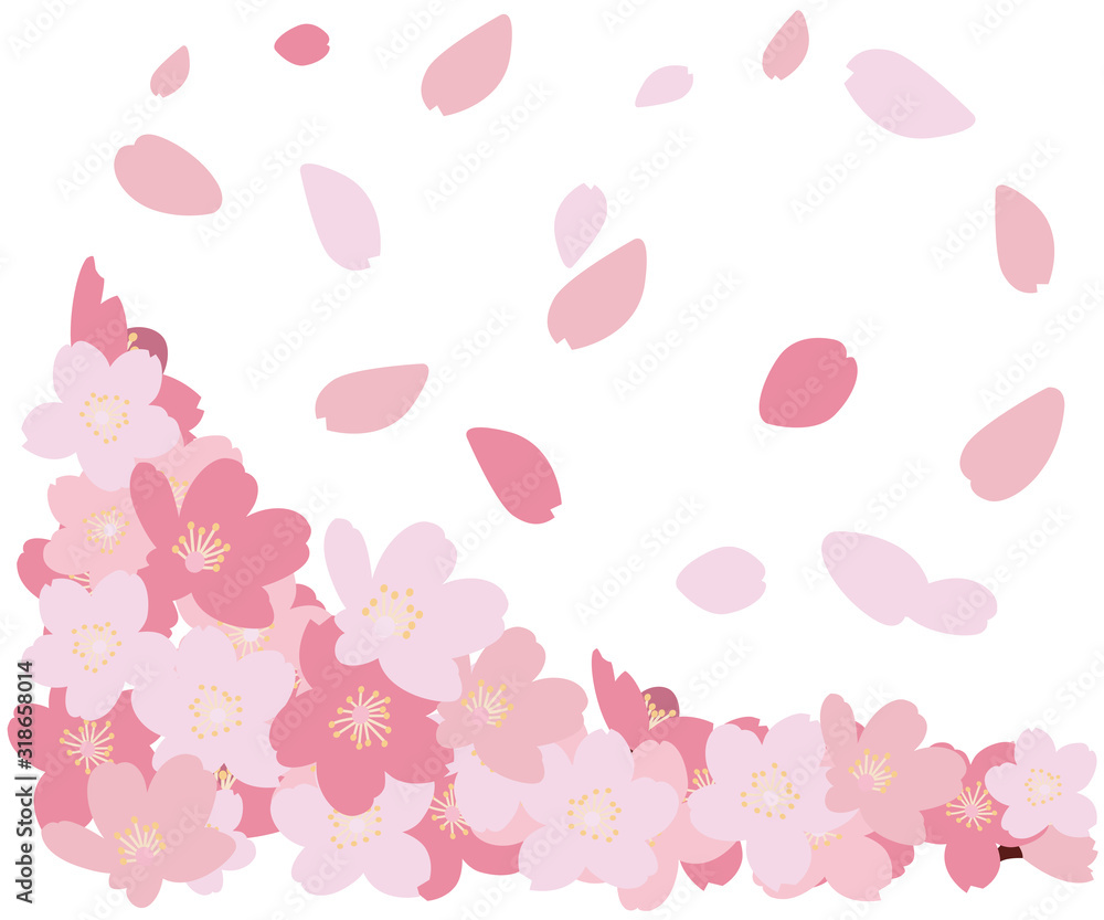 ラスト素材 桜 さくら サクラ 花吹雪 花びら ベクター Stock Vector Adobe Stock