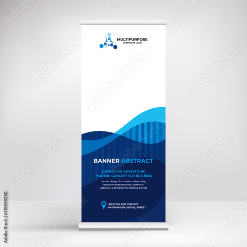 Design of roll-up advertising banners, modern graphic background for photos and text, template for conferences, seminars, exhibitions
