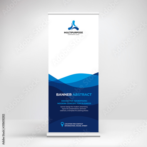 Design of roll-up advertising banners, modern graphic background for photos and text, template for conferences, seminars, exhibitions