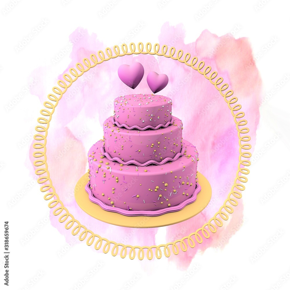 3d illustration. Big cake. 3d illustration. Big cake.