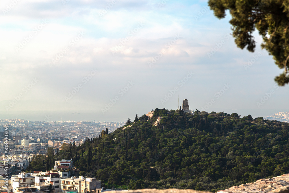 View from the Acropolis of Athens to the city