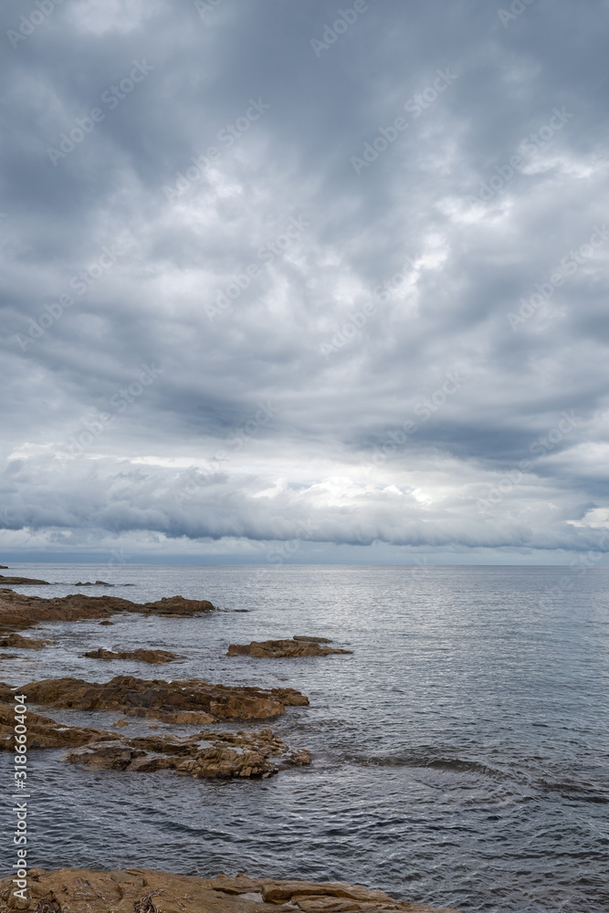 Clouds over the Mediterranean Sea off the north coast of Corsica in autumn, France