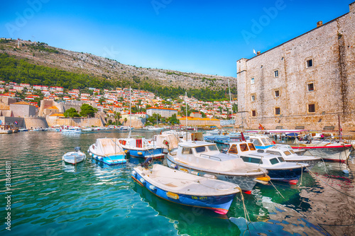 Fototapeta Naklejka Na Ścianę i Meble -  Old port of the historic town Dubrovnik.
