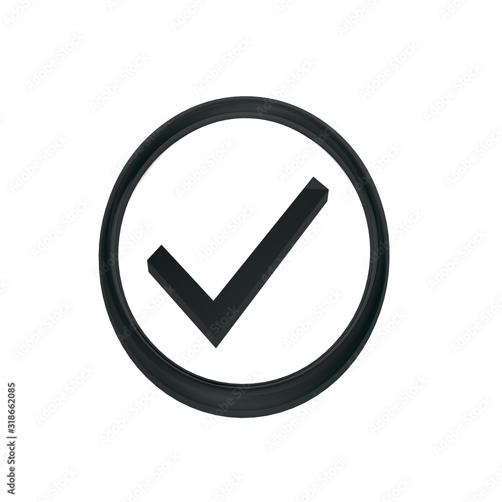 Isolated 3D illustrations. The blaсk symbol in circle on a white background. Abstraction. Isolated 3D illustrations. The blaсk symbol in circle on a white background. Abstraction.