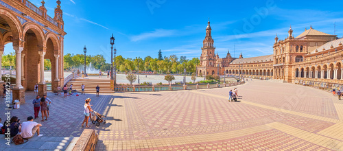 The shaddy places in Plaza de Espana in Seville, Spain photo