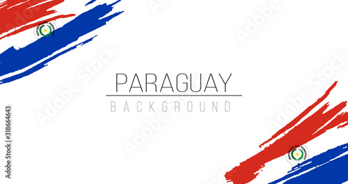 Paraguay flag brush style background with stripes. Stock vector illustration isolated on white background.
