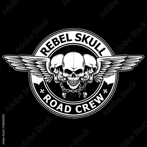 vector of skulls with wing badge