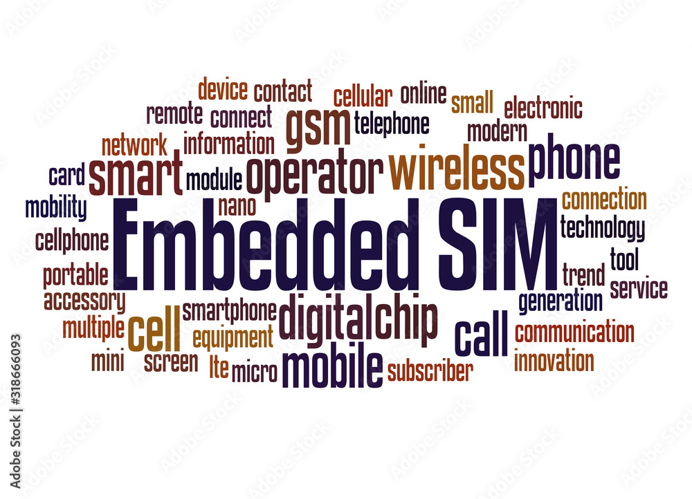 Embedded SIM word cloud concept