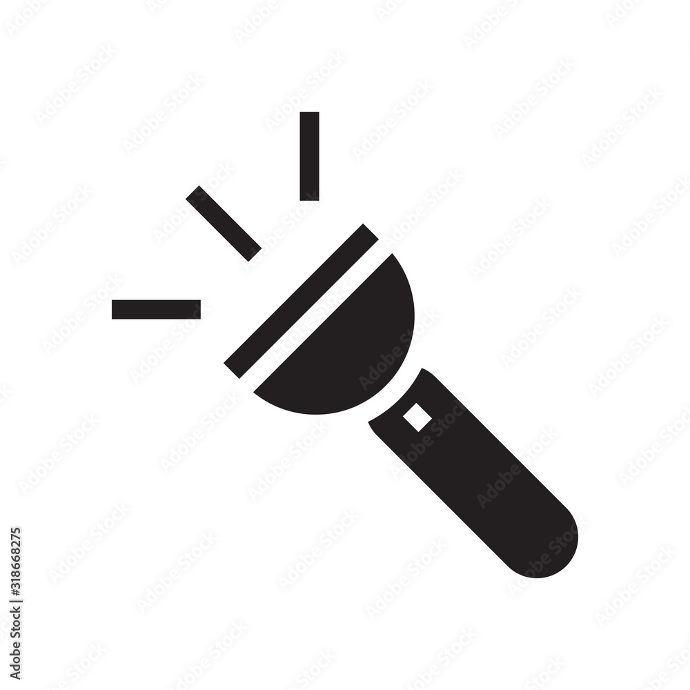Flashlight glyph icon, light and electric, lamp sign, vector graphics, a solid pattern on a white background. Flashlight glyph icon, light and electric, lamp sign, vector graphics, a solid pattern on a white background.
