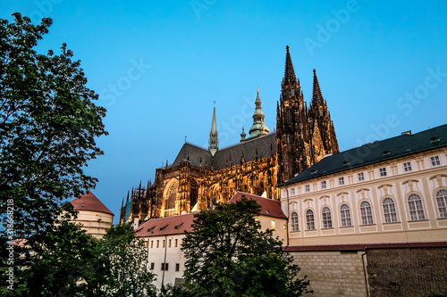 View of St. Vitus Cathedral in Prague Castle in Prague.