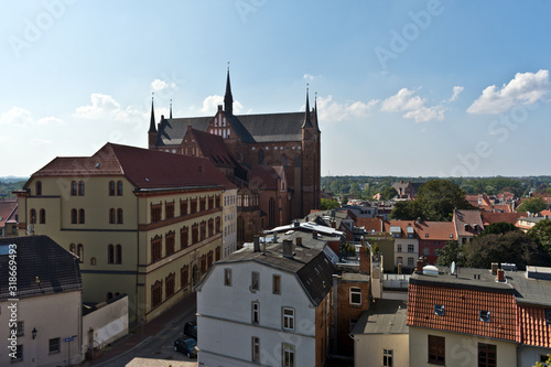 Panoramic View from the St. George´s Church, Wismar, Mecklenburg-Western Pomerania, Germany, Europe