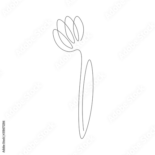 Flower silhouette one line drawing design. Vector illustration