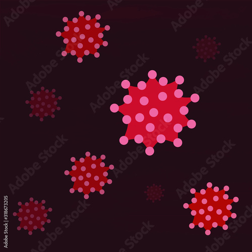 Illustration of a coronavirus under a microscope. Mers-CoV.