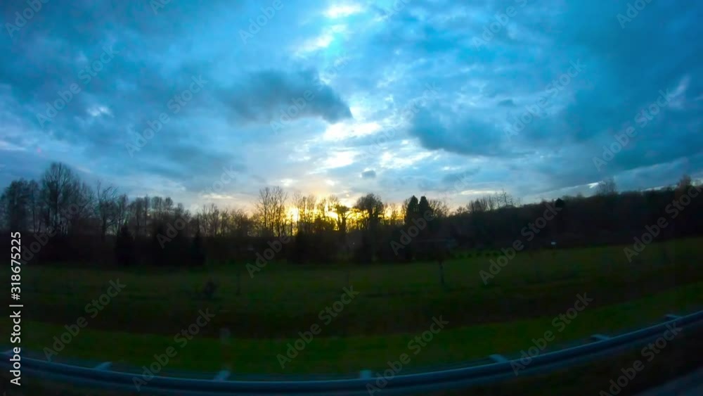 Bus Ride At Sunset On Highway Trough Croatia Countryside Bus Ride At Sunset On Highway Trough Croatia Countryside