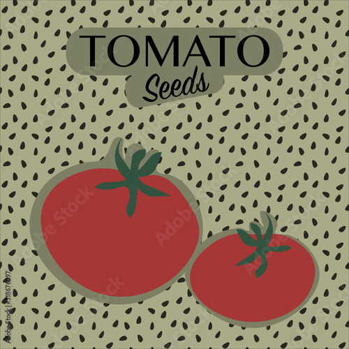 Flat design packaging for seeds of vegetables in vector. Tomato Seeds