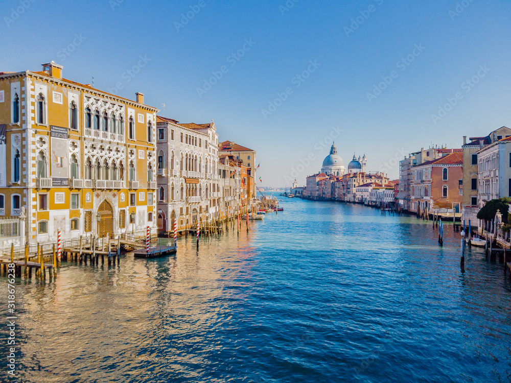 The view of Grand Canal and the basilica in Venice, Italy