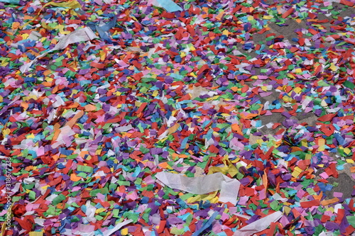 Colorful Confetti Paper on the ground at Feast 