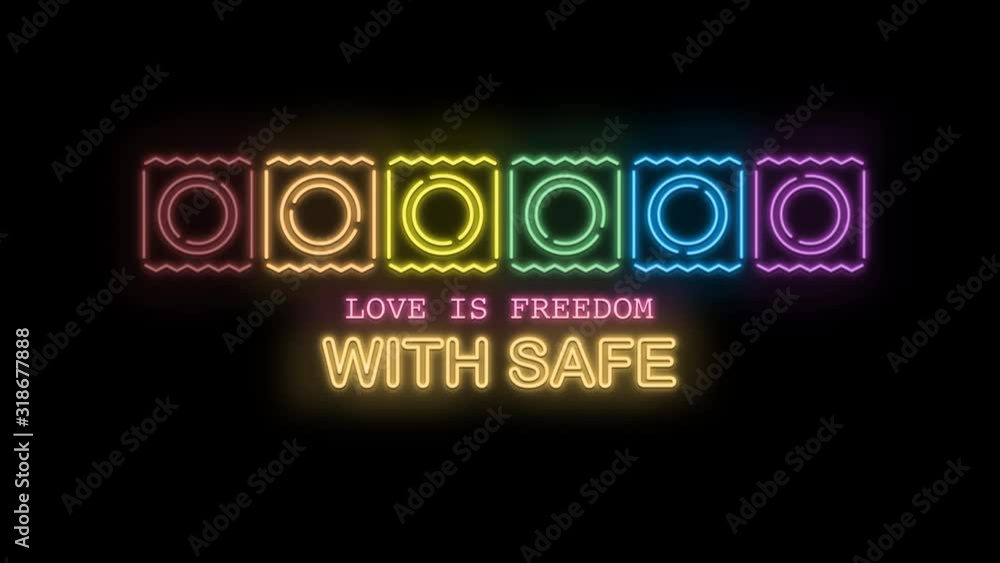 Love is Freedom with Safe text and sign neon light on black background, holidays and international calendar events, sales and marketing 3D neon light animation and motion graphic. Love is Freedom with Safe text and sign neon light on black background, holidays and international calendar events, sales and marketing 3D neon light animation and motion graphic.