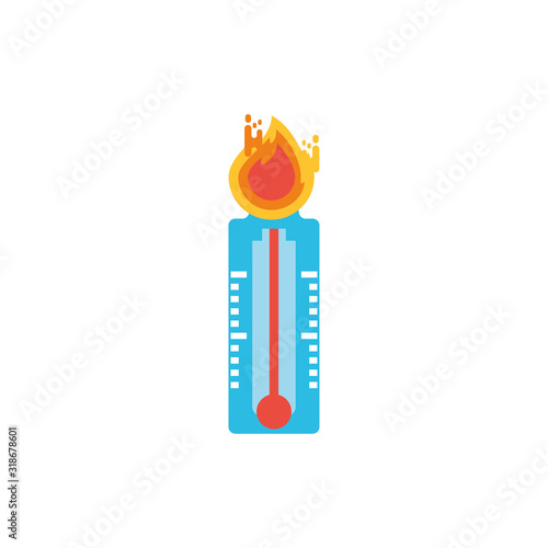 Isolated thermometer with flame vector design