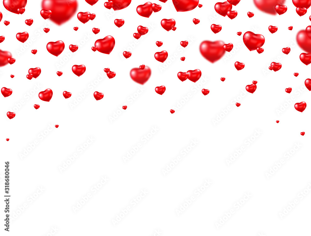 Red balloon heart falling on white background. Bright helium balloons. Valentine's day card. Heart shaped air ballon. Romantic frame. Vector illustration Red balloon heart falling on white background. Bright helium balloons. Valentine's day card. Heart shaped air ballon. Romantic frame. Vector illustration