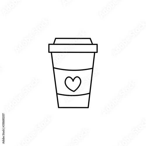 Hand drawn coffee cup flat vector icon isolated on a white background.Valentine's day concept.Doodle cup.