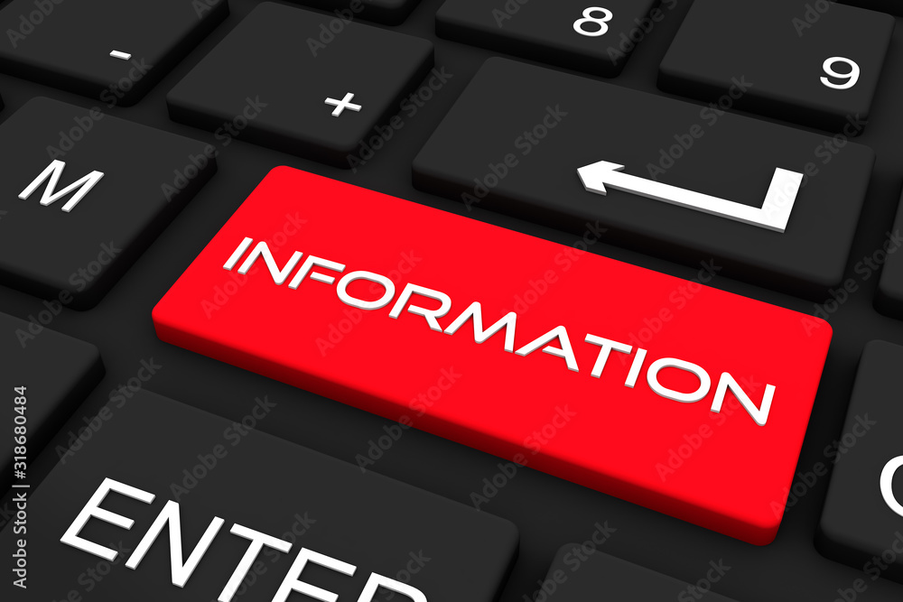 Fototapeta premium 3D render. Black keyboard with information key , Business and technology concept background