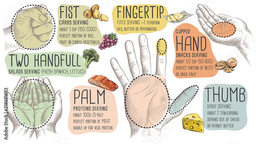 Food Portion Size measured by hand photo