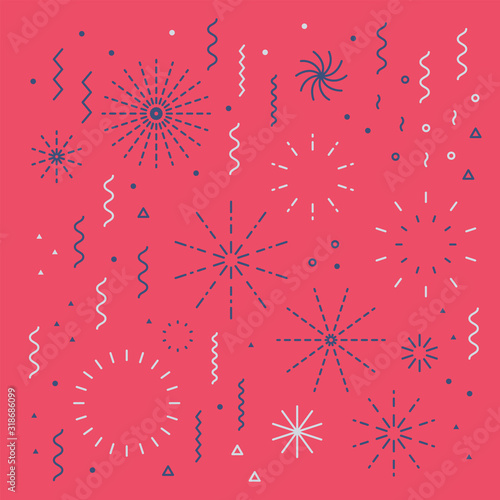 Fireworks editable line art with stars