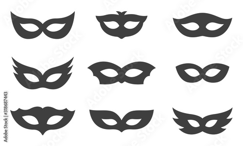 Set of gray carnival isolated on white background, vector illustration
