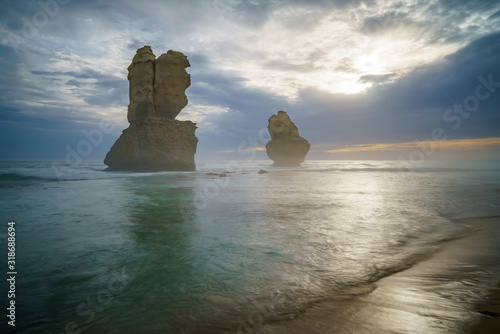 gibson steps at sunset, twelve apostles, great ocean road in victoria, australia