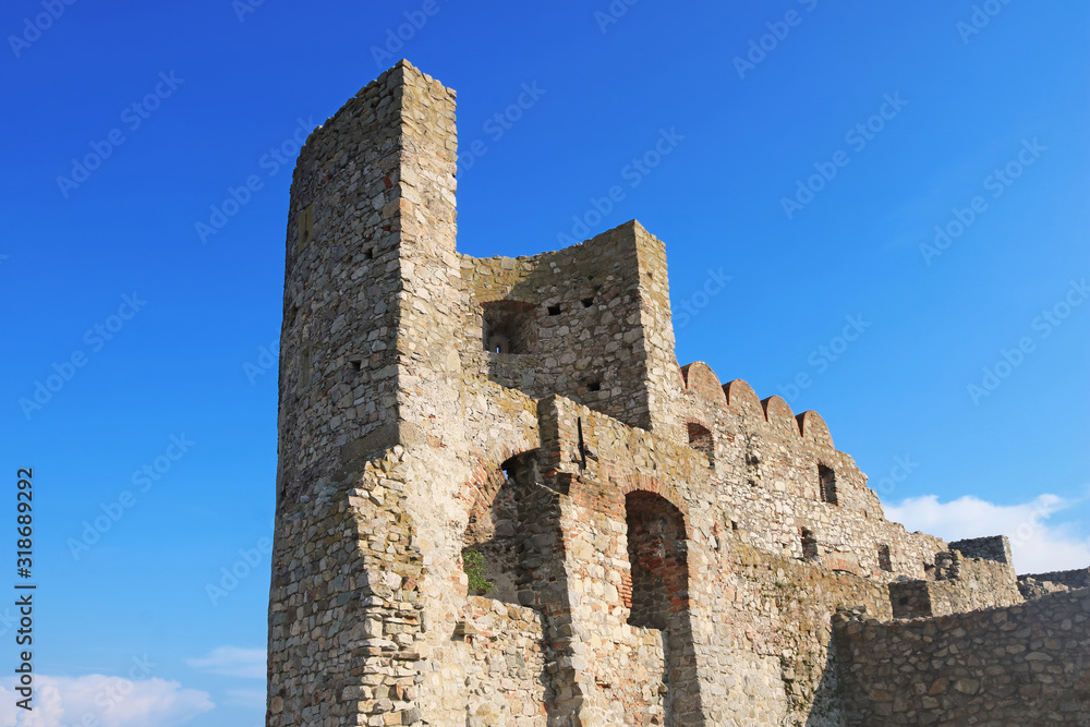 Ruins of Devin castle near city Bratislava, Slovakia. Dev n castle is one of the oldest castles in Slovakia