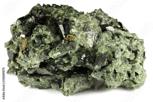 epidote from Balochistan, Pakistan isolated on white background