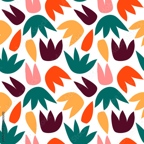 Trendy seamless pattern with graphic abstract geometric shapes. Avant-garde puzzle style. Geometric wallpaper for  cover design.