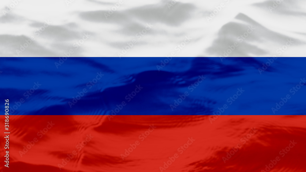Waves Texture On Russia Flag, Background Waves Texture On Russia Flag, Background