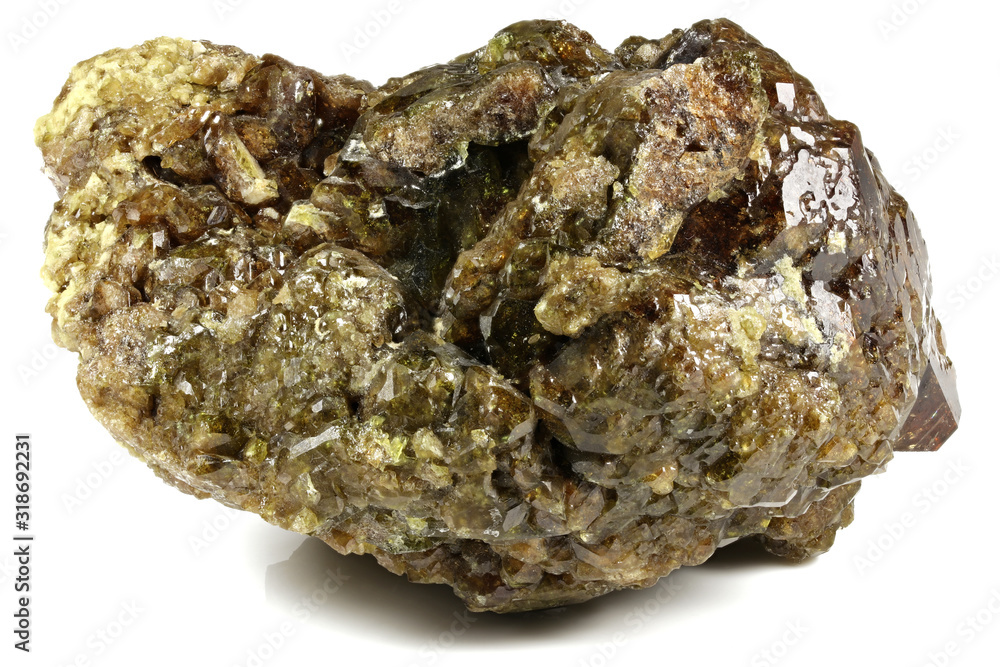 vesuvianite from Fushan Mine, China isolated on white background vesuvianite from Fushan Mine, China isolated on white background