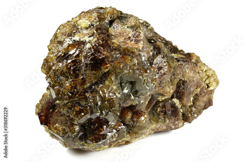 vesuvianite from Fushan Mine, China isolated on white background photo