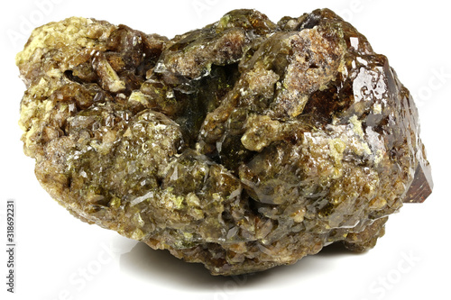 vesuvianite from Fushan Mine, China isolated on white background photo