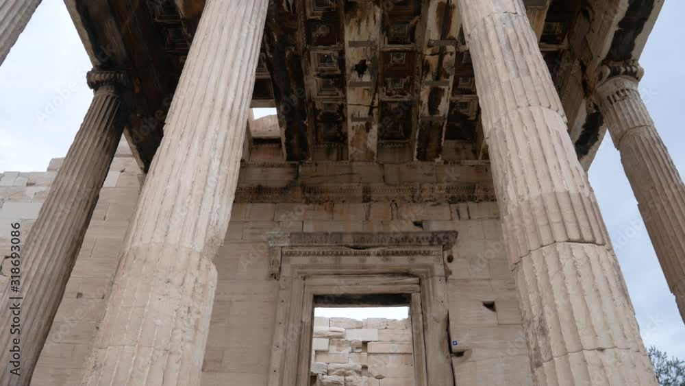 old Temple of Athena and the Erechtheion (Erechtheum) an ancient Greek temple on the Acropolis of Athens in Greece. The caryatides old Temple of Athena and the Erechtheion (Erechtheum) an ancient Greek temple on the Acropolis of Athens in Greece. The caryatides
