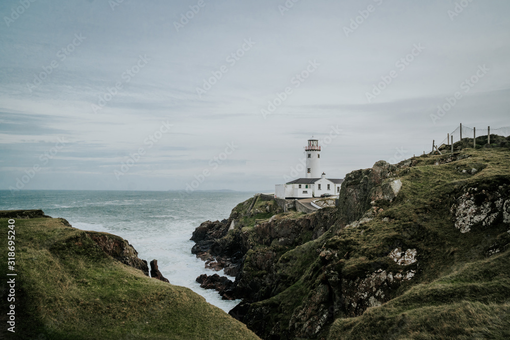 lighthouse on the background of the Atlantic Ocean