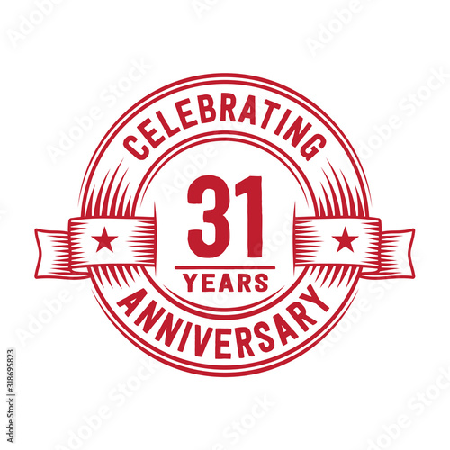 31 years logo design template. 31st anniversary vector and illustration.