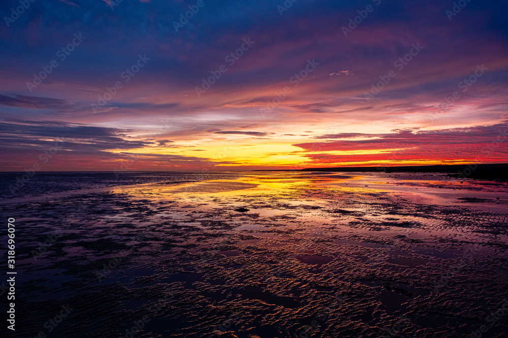 Beautiful Sunset Wadden Sea World Heritage