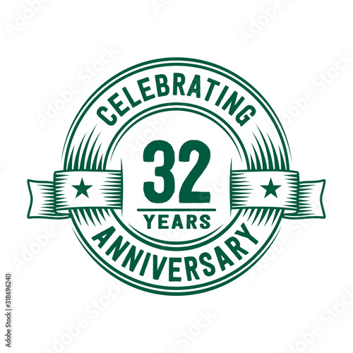 32 years logo design template. 32nd anniversary vector and illustration.