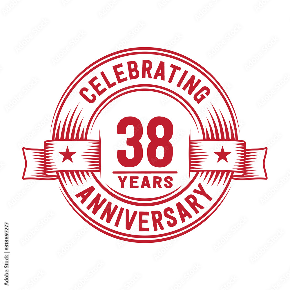 38 years logo design template. 38th anniversary vector and illustration.
